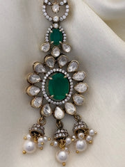 Emerald Drop Crystal Maang Tikka