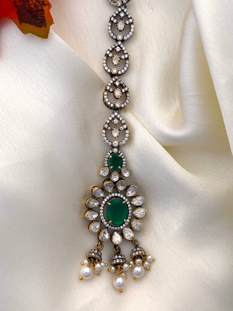 Emerald Drop Crystal Maang Tikka