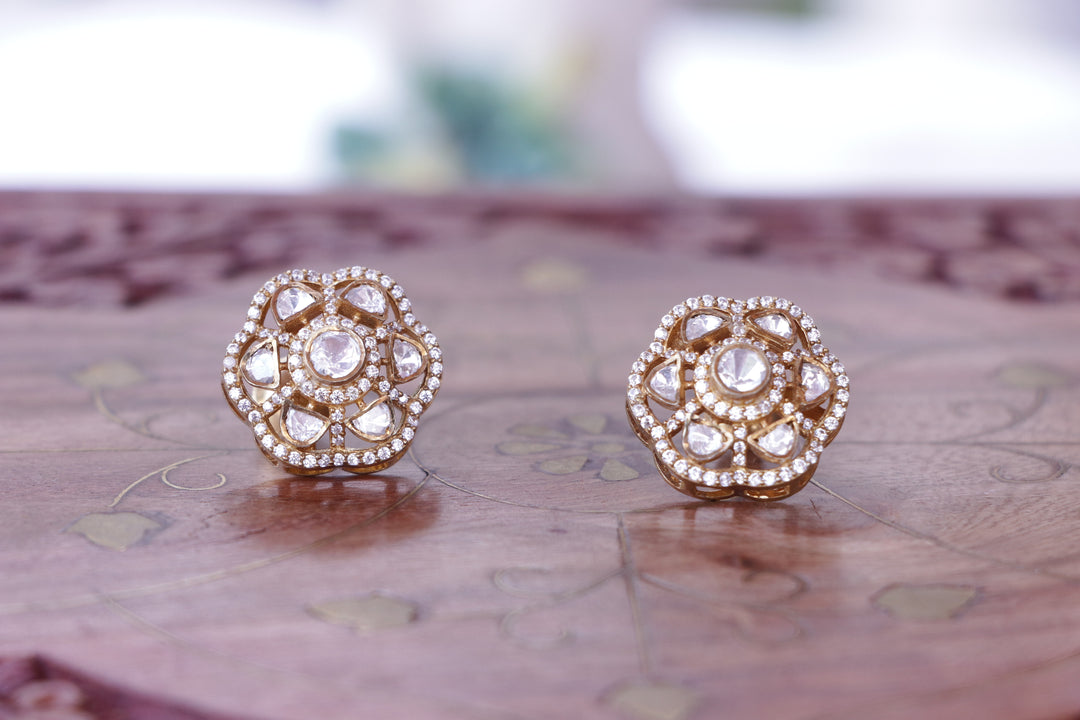 Moissanite Floral Dome Studs