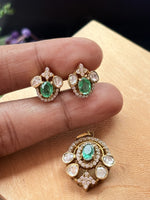 Load image into Gallery viewer, Emerald &amp; Moissanite Pendant Set
