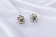 Emerald Floral Studs