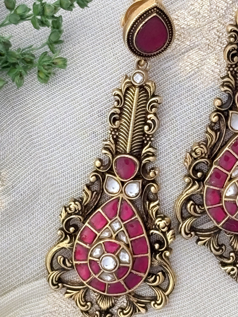 Regal Red Teardrop Earrings