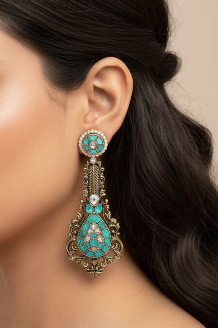 Yellow Stone Silver Earrings