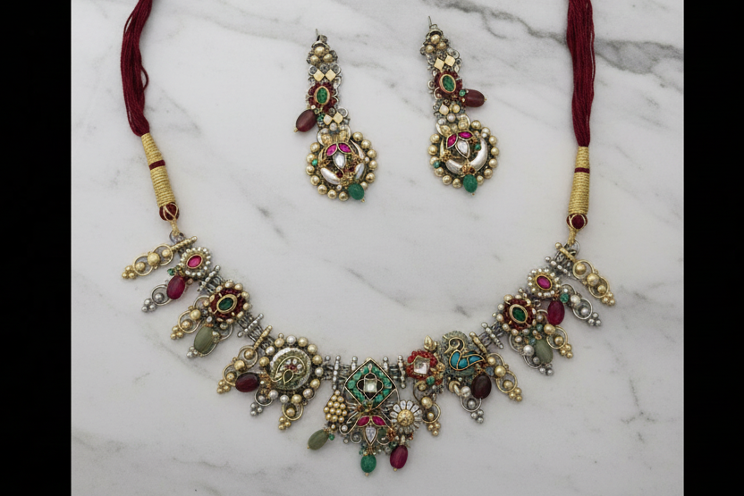 Nakshi Temple Necklace Set