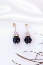 Load image into Gallery viewer, Black Bead Drop Earrings