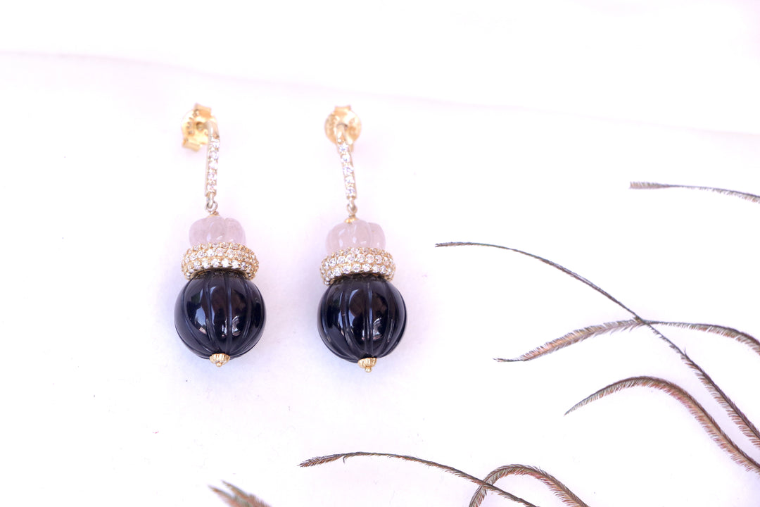 Black Bead Drop Earrings