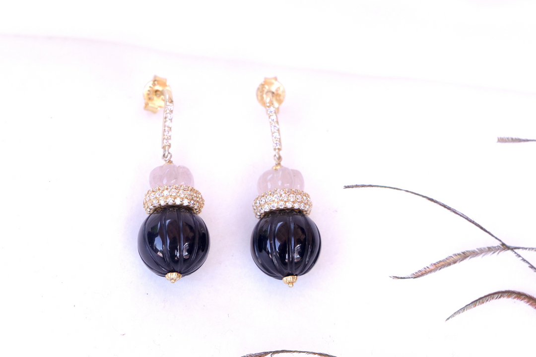 Black Bead Drop Earrings