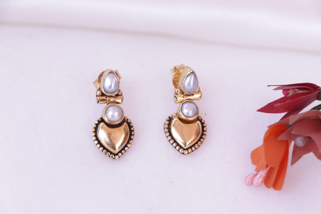 Pearl and Gold-Toned Earrings